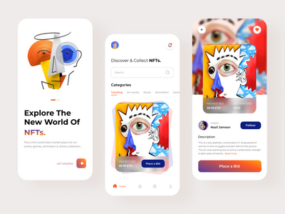 NFT 市场移动应用程序概念(NFT Market Place Mobile App Concept)