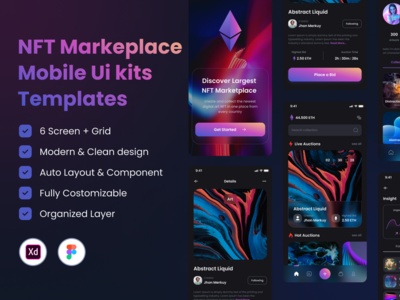 NFT Marketplace 移动 UI 工具包模板(NFT Marketplace Mobile Ui Kits Templates)