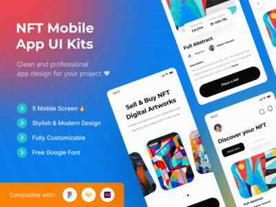 NFT 移动应用程序 UI 工具包模板(NFT Mobile App UI Kits Template)