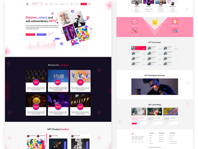 NFT 网站和数字艺术登陆页面模板设计(NFT Website & Digital Arts Landing Page Template Design)