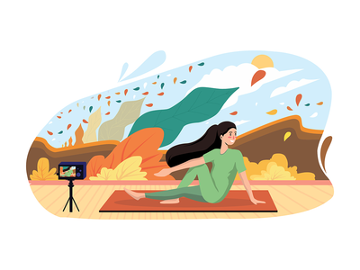 女性在家健身直播锻炼(Women live streaming workout at home fitness)