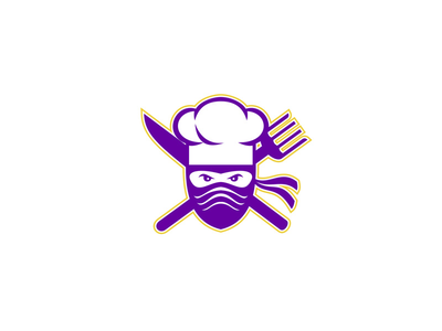 忍者厨师交叉刀叉图标(Ninja Chef Crossed Knife Fork Icon)