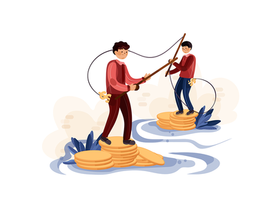 商人捕鱼竞争对手的生意(Businessmen fishing competitor's business)