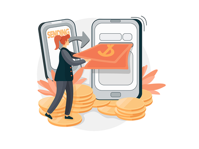 网上汇款图(Online money transfer Illustration)