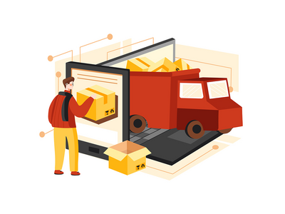 Blockchain 供应链插图概念(Blockchain Supply Chain Illustration Concept)