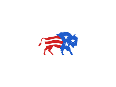 北美野牛美国国旗复古(North American Bison USA Flag Retro)