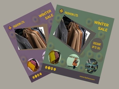 新的冬季销售社交媒体帖子横幅模板(New winter sale Social Media Post Banner Template)