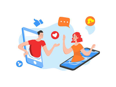 两个人从电话里出来，直接互相交谈(Two people came out of the phone and talked directly to each other)