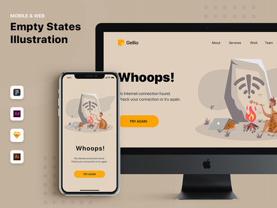 没有互联网连接-空状态图(No Internet Connection - Empty State Illustration)