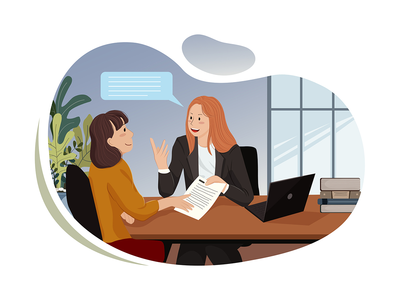 在办公室工作新项目的年轻微笑女商人(Young smiling business women working new project at office)