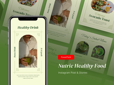 Nutrie - 健康食品 Instagram Post & Stories PowerPoint(Nutrie - Healthy Food Instagram Post & Stories PowerPoint)