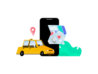 在电话上定位出租车-插图(Location Taxi on Phone - Illustration)