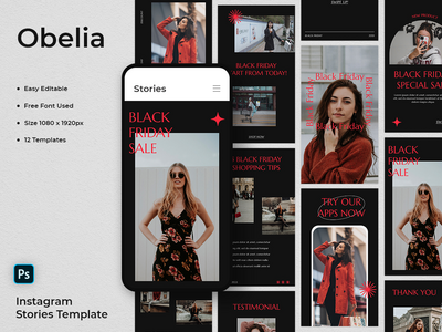 Obelia - 黑色星期五 Instagram 故事模板(Obelia - Black Friday Instagram Stories Template)