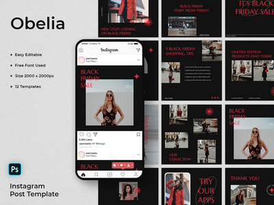 Obelia - 黑色星期五社交媒体帖子模板(Obelia - Black Friday Social Media Post Template)