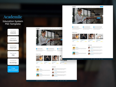 学术教育课程大学主页PSD网页模板(Academiic Education Course University Homepage PSD Web Template)