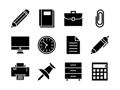 办公室图标集字形(Office Icon Set Glyph)