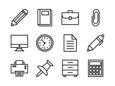 办公室图标集大纲(Office Icon Set Outline)