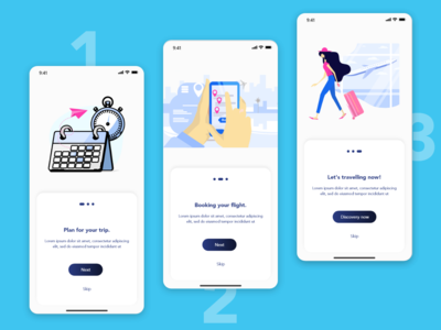 旅行应用程序的板载屏幕(Onboard screens for Travelling app)