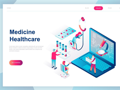 在线医学等距登陆页面(Online Medicine Isometric Landing Page)