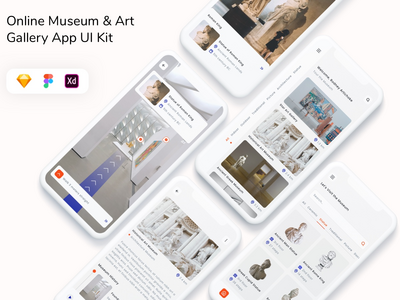 在线博物馆和美术馆应用程序 UI 套件(Online Museum & Art Gallery App UI Kit)