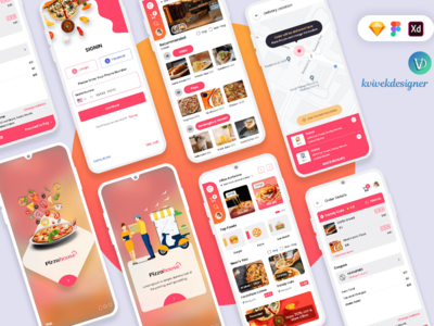 在线比萨配送移动应用程序 UI 套件(Online Pizza Delivery Mobile App UI Kit)