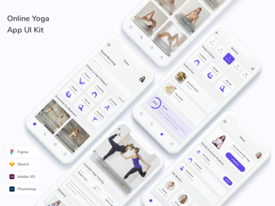 在线瑜伽应用程序 UI 套件(Online Yoga App UI Kit)