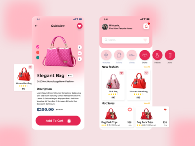 女士包的电子商务应用概念 - 在线购物商店(eCommerce App Concept For Ladies Bag - Online Shopping Store)