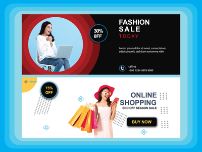 在线时装店购物超级销售社交媒体横幅模板设计(Online Fashion Shop Shopping Super Sale Social Media Banner Template Design)