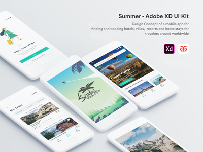 夏季 | Adobe XD 用户界面工具包(Summer | Adobe XD Ui Kit)