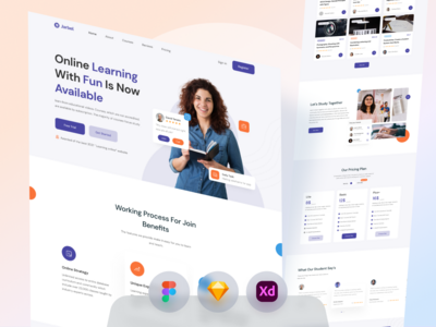 在线学习教育登陆页面(Online Learning Education Landing Page)