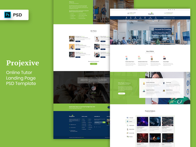 在线导师登陆页面 PSD 模板(Online Tutors Landing Page PSD Template)