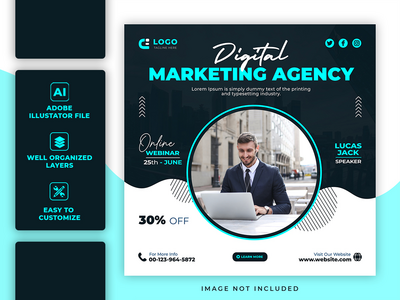 数字营销业务和社交媒体帖子模板(Digital marketing business and social media post template)