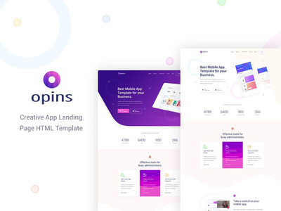 意见 - 创意应用登陆页面 HTML 模板(Opins - Creative App Landing Page HTML Template)