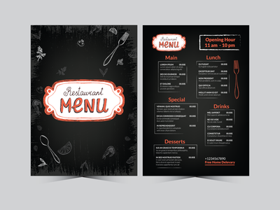 食物菜单宣传册模板(Food Menu Brochure Template)