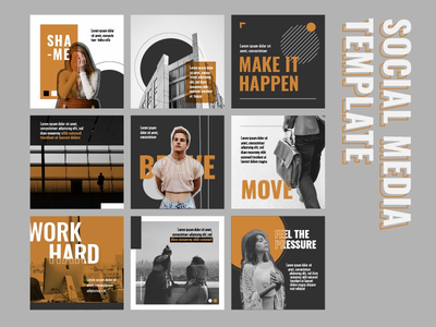 橙色流行社交媒体模板(Orange pop social media template)