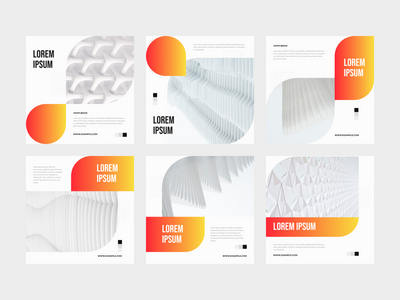 渐变橙色白色最小方形横幅社交媒体帖子模板(Gradient Orange white minimal square banner social media post template)