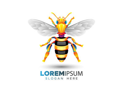 蜜蜂折纸标志设计(Bee origami logo desing)