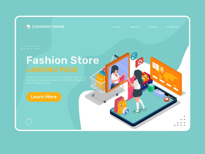 时装店插图-登陆页面插图模板(Fashion store illustration - Landing page illustration template)