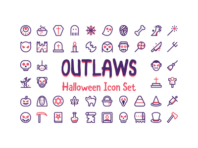 万圣节图标集矢量隔离(Halloween Icon Set Vector Isolated)