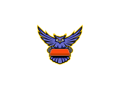 大角猫头鹰横幅吉祥物(Great Horned Owl Banner Mascot)