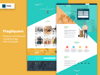 包装工和搬运工登陆页面 PSD Template-02(Packers and Movers Landing Page PSD Template-02)