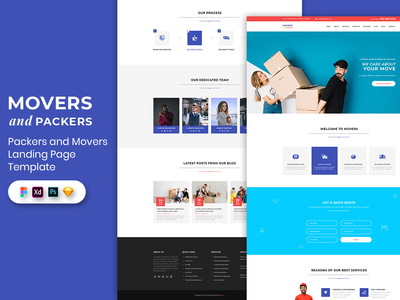 包装工和搬运工登陆页面模板(Packers and Movers Landing Page Template)