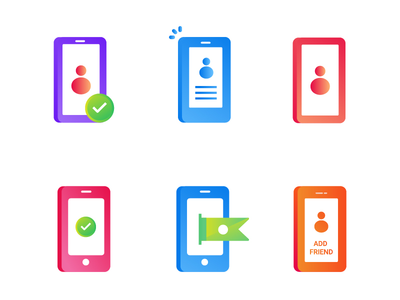 渐变电话图标包(Pack of Gradient Phone Icon)