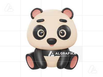 可爱的熊猫 3d 图(Cute panda 3d illustration)