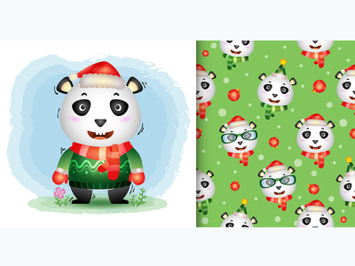一个可爱的熊猫圣诞人物(a cute panda christmas characters)