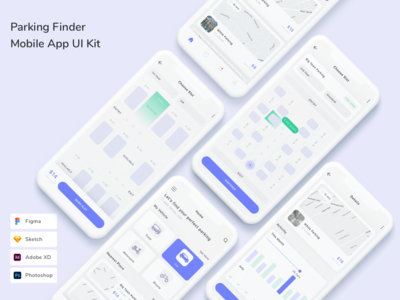 停车查找器移动应用程序 UI 套件(Parking Finder Mobile App UI Kit)