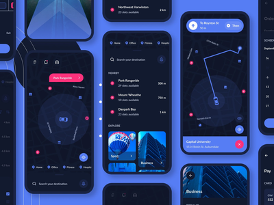 Parkirin : 停车应用 UI 套件深色模式(Parkirin : Parking App UI Kit Dark Mode)