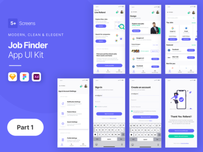 Job Finder 应用程序 UI 套件(Job Finder App UI Kit)