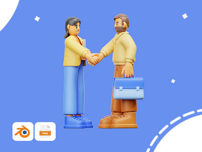 合作伙伴达成协议 - Workly 3D 插图包(Partnership makes an agreement - Workly 3D Illustration Pack)