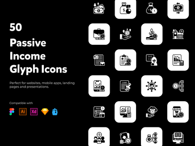 被动收入字形图标(Passive income Glyph Icons)